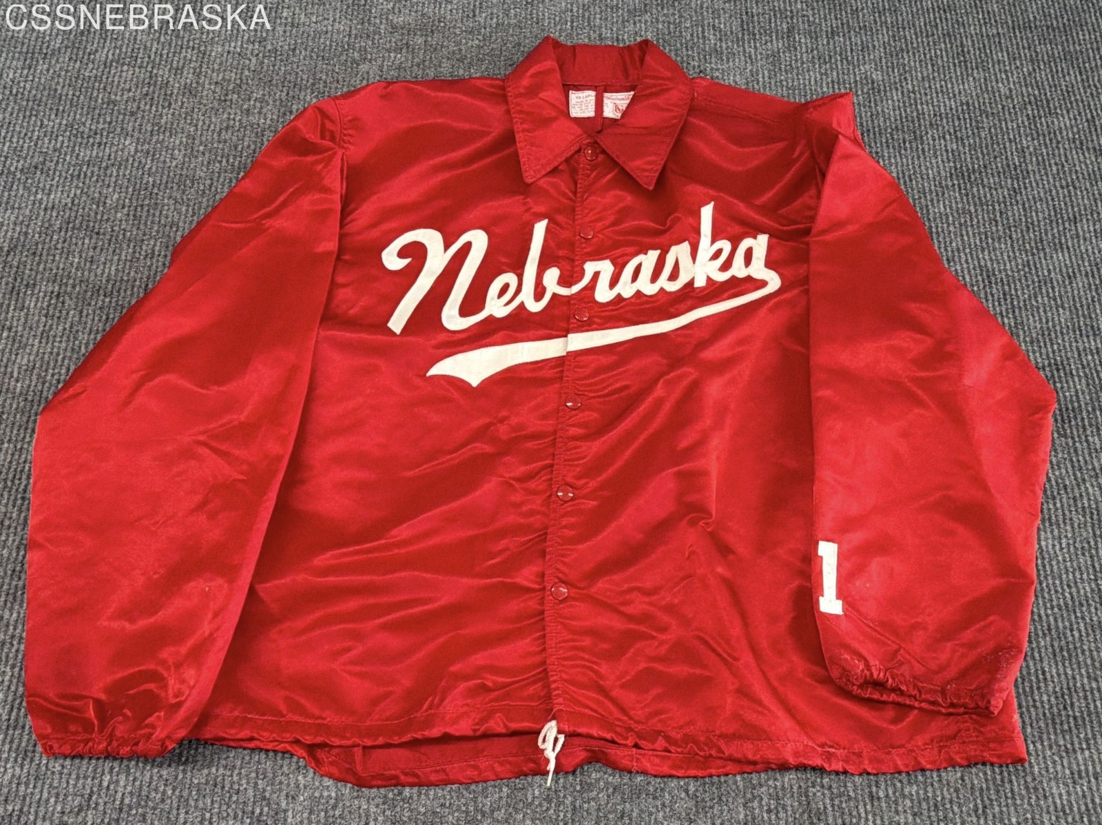 Vintage 70s Nebraska Huskers Satin Coach Jacket W.A. Goodman & Sons USA Sz XXL