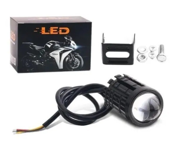 Universal Motorcycle LED Headlight Projector Lens Dual Color ATV Scooter