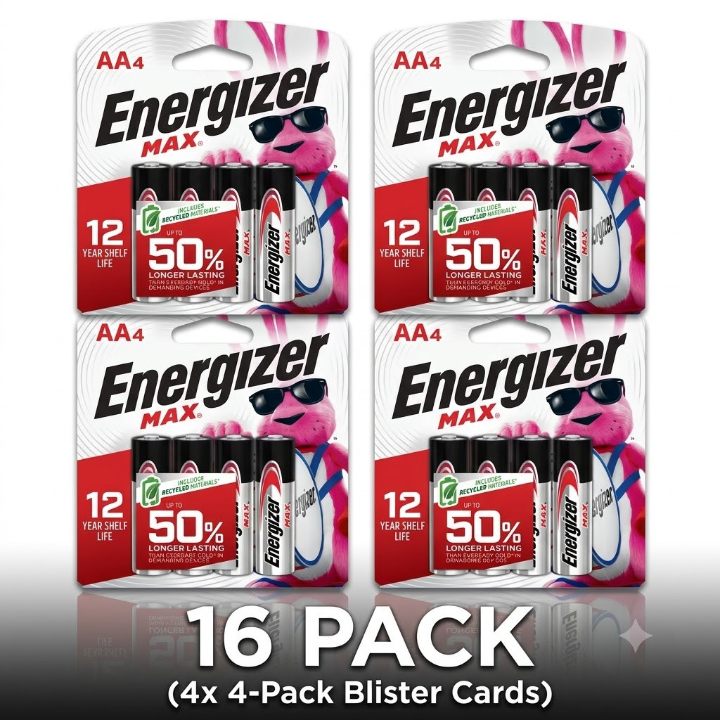 Energizer AA Batteries, MAX Double AA Battery Alkaline, 16 Count