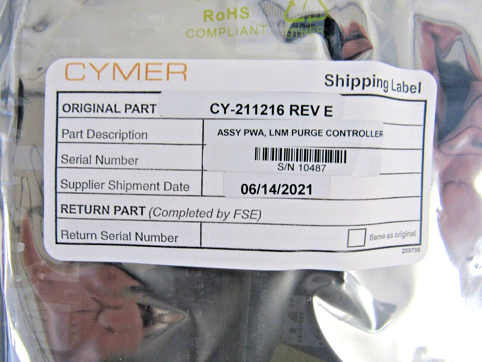 Cymer CY-211216 ASSY PWA LNM Purge Controller     36-1