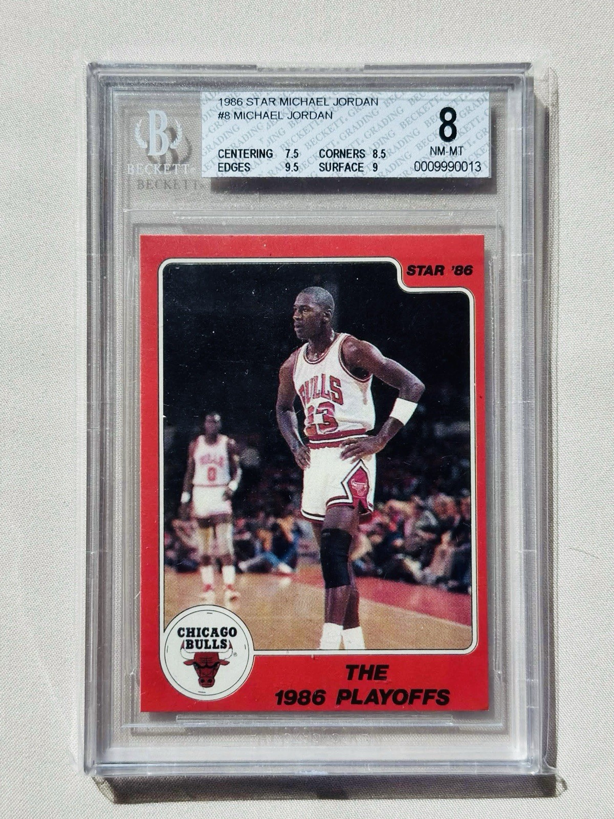 Michael Jordan 1986 STAR ROOKIE CARD #8 BGS 8 NR MINT WITH 9.5 EDGES RC