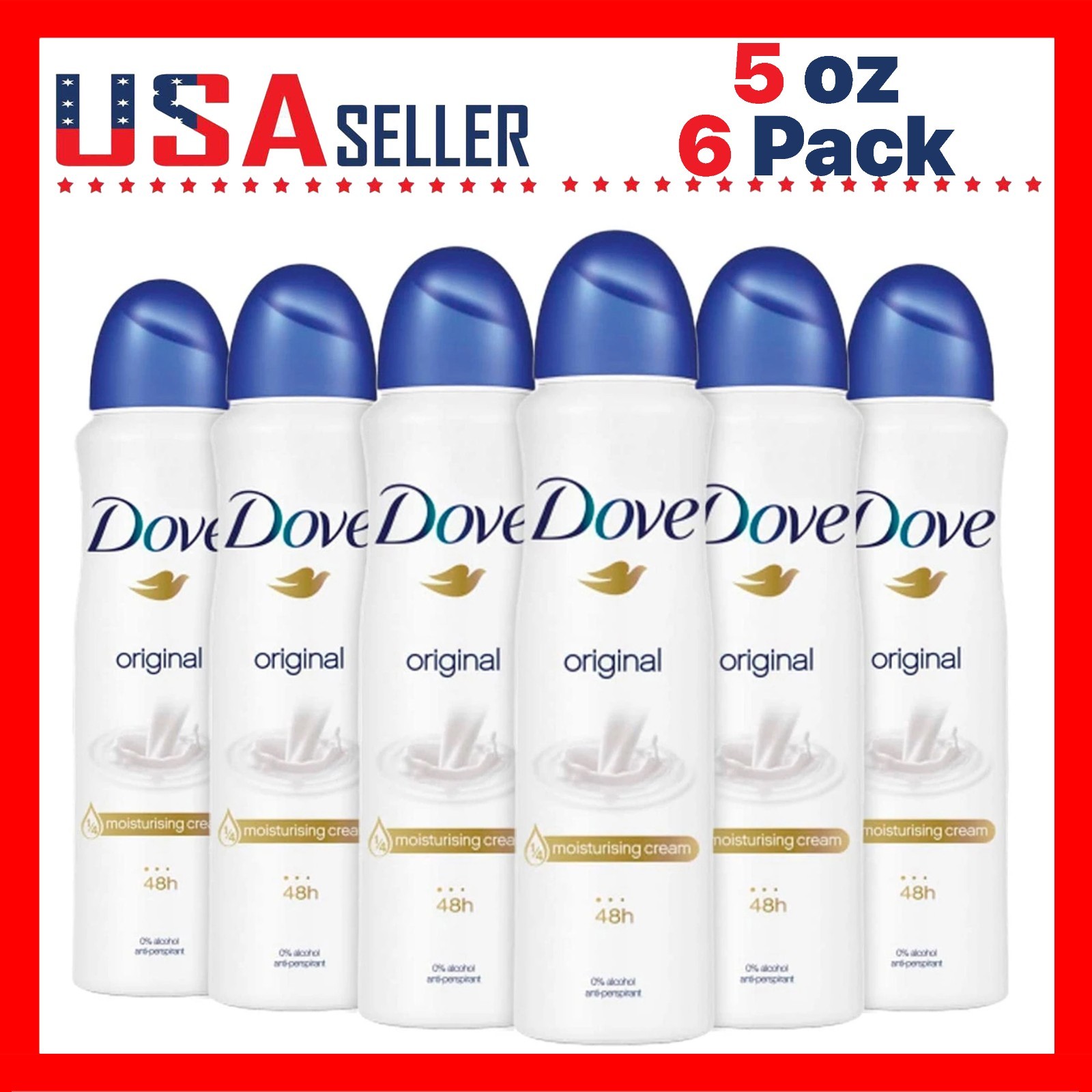 Dove Original x [6 Pack] x 150 ml Anti-Perspirant Deodorant Body Spray