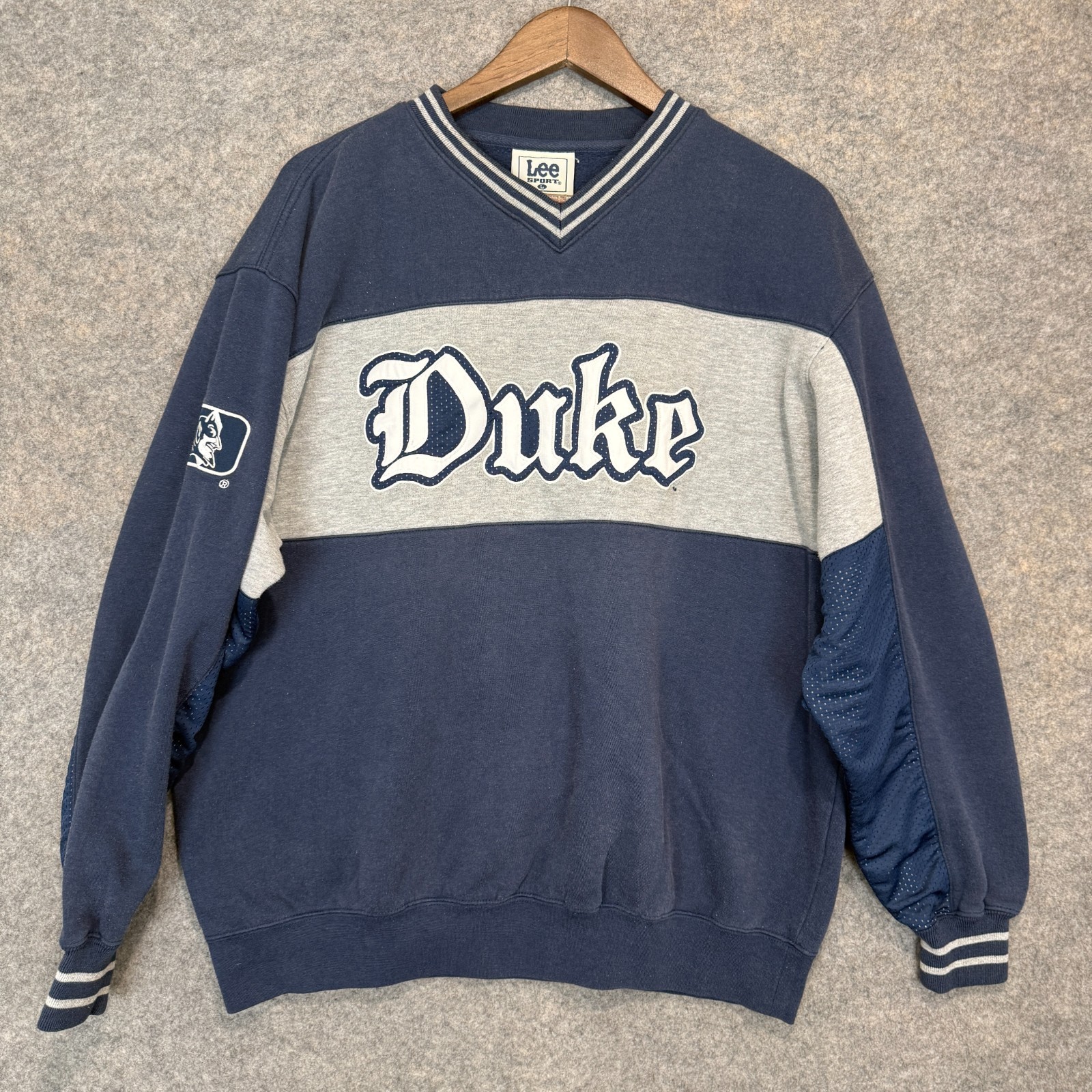Vintage Lee Sport Duke Blue Devils Sweatshirt Mens XL V Neck 90s USA Embroidered