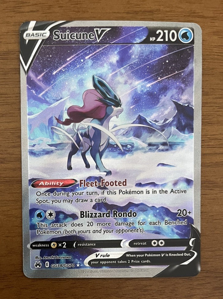 Pokemon TCG Suicune V GG38/GG70 Crown Zenith Galarian Gallery Holo Full Art