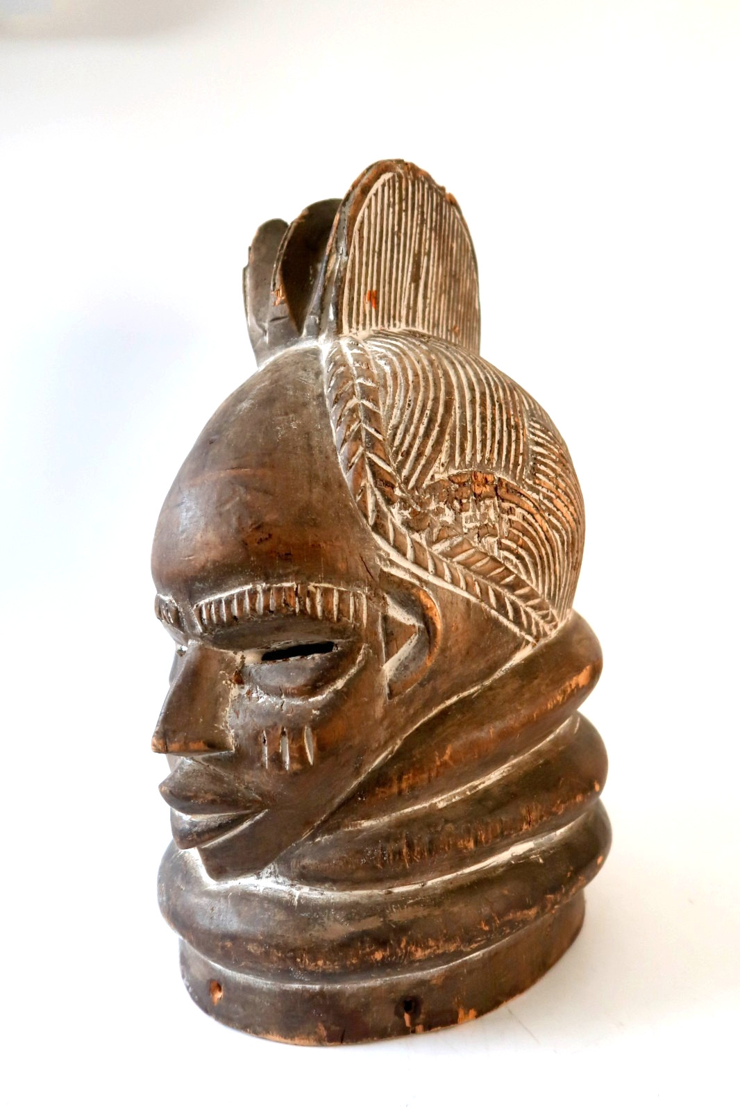 Vintage Mende Sowei Helmet Mask - Sande Society Bundu Mask - Sierra Leone Tribal