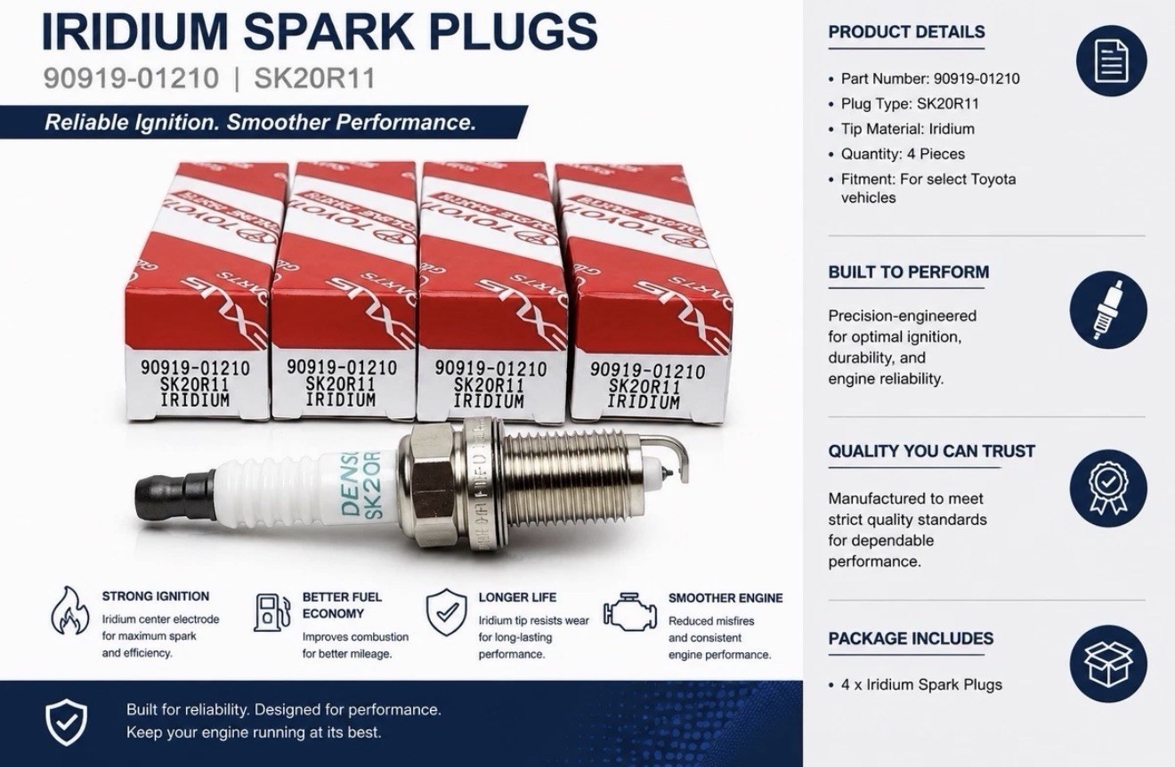 4pcs Genuine DENSO Iridium Spark Plugs OEM 90919-01210 SK20R11 3297 for Toyota