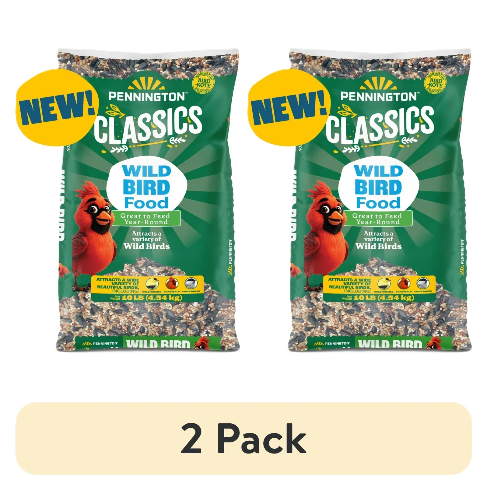 Pennington Classic Dry Wild Bird Feed and Wild Bird Seed, 10 lb. New Bag, 2 Pack Pennington Classic Dry Wild Bird Feed and Wild Bird Seed, 10 lb. New Bag, 2 Pack