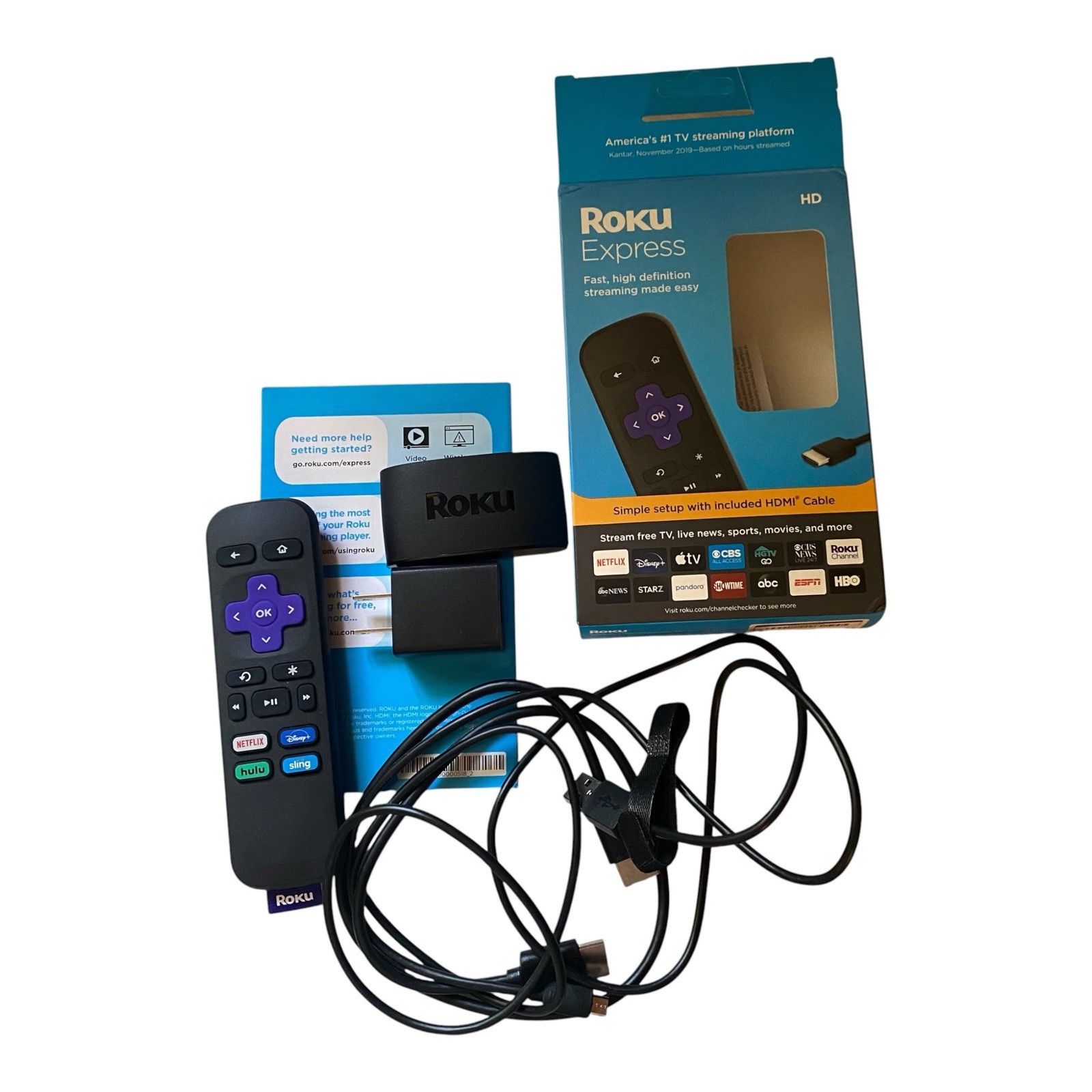 Roku Express Model 3930R HD Streaming Media Player w Remote - Complete in Box