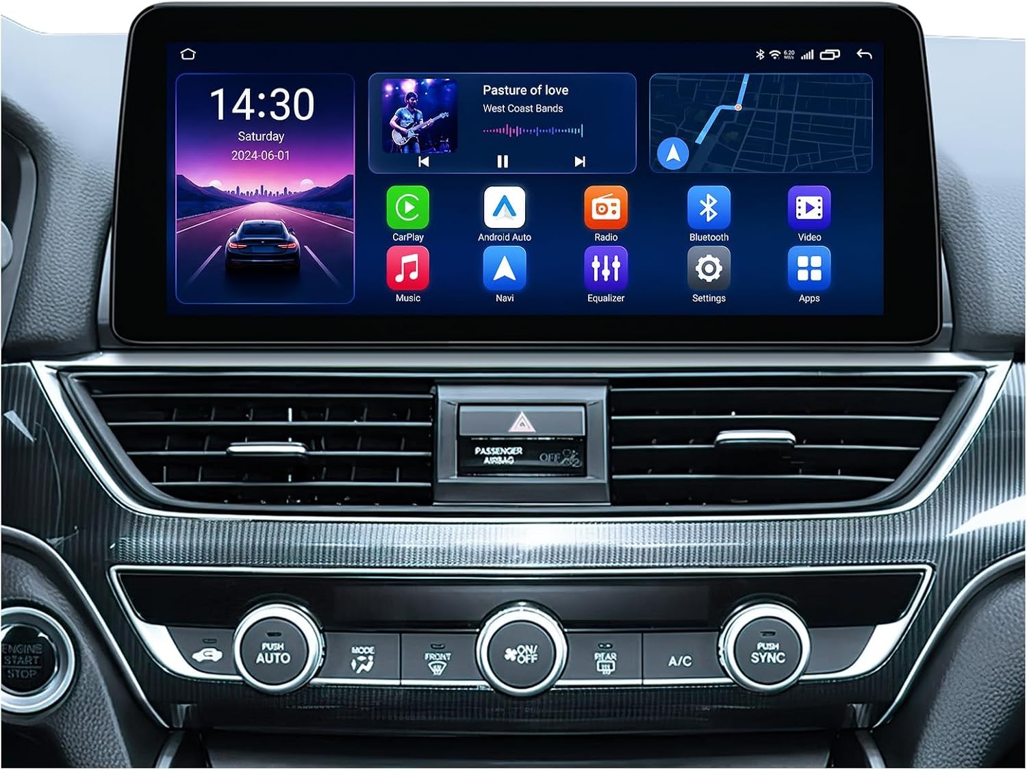 Accord 12.3'' 2K Screen Android Car Radio For Honda Accord 10 2018-2022 Carplay