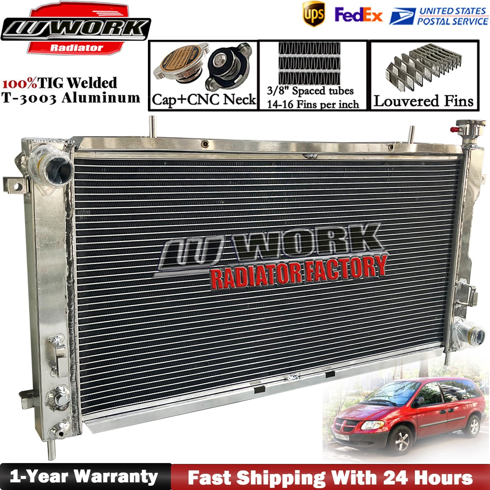2311 Radiator For 2001-2004 Dodge Grand Caravan Chrysler Town & Country 3.3 3.8L