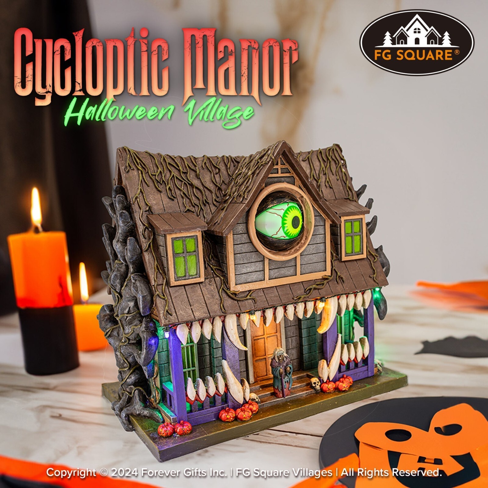 FG Square Cycloptic Manor All Seeing Eye Spooky Halloween Village Decor 10x7x12 FG Square Cycloptic Manor All Seeing Eye Spooky Halloween Village Decor 10x7x12