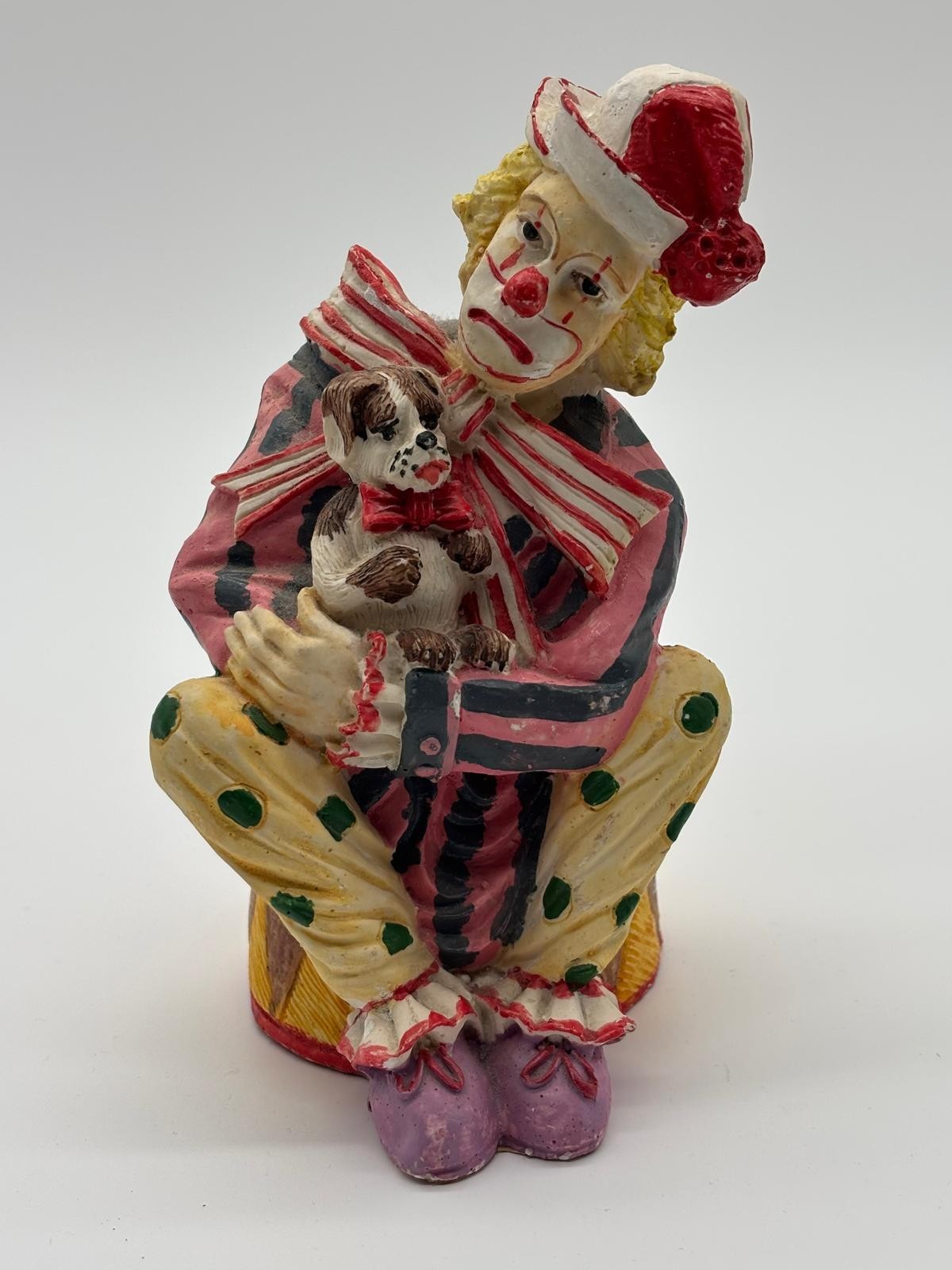 Young\'s Inc Clown With Puppy Dog Figurine Vintage Circus Hand Painted Collectibl