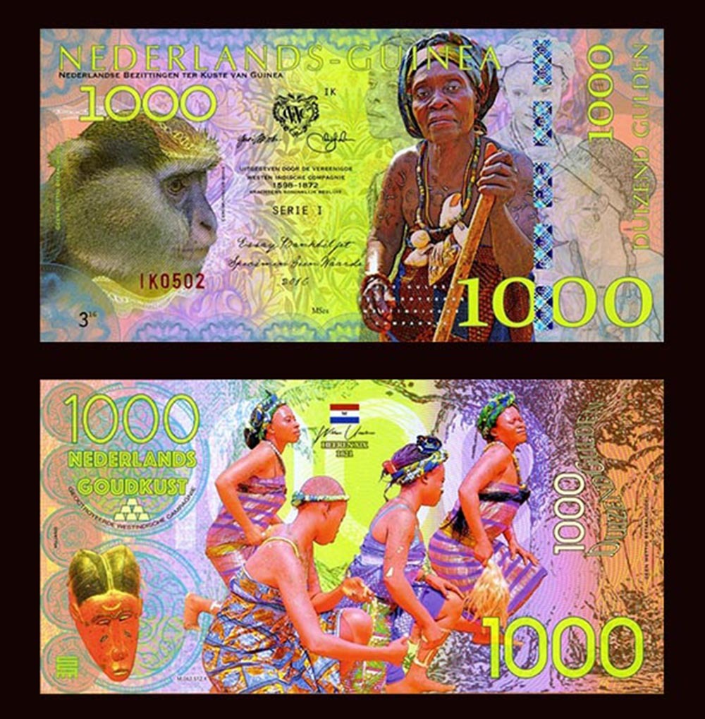 Netherlands Guinea (Ghana) 1000 Gulden, 2016 Private Issue POLYMER, UNC Monkey F