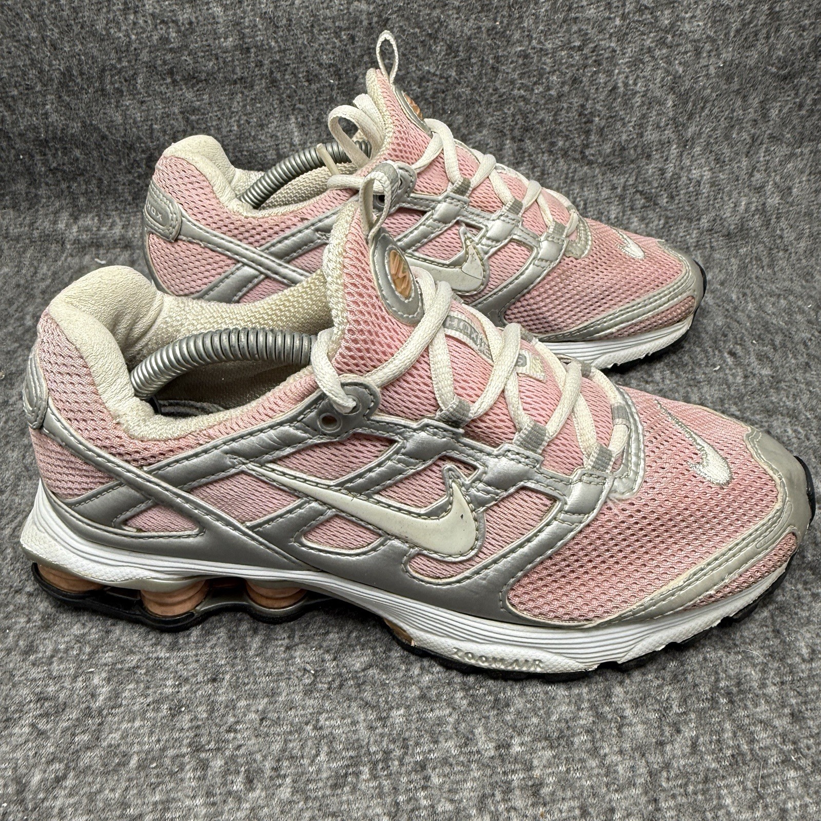 Vintage 2004 Nike Shox Zoom Air Womens 6.5 Pink Silver Y2K Sneakers 309488-011