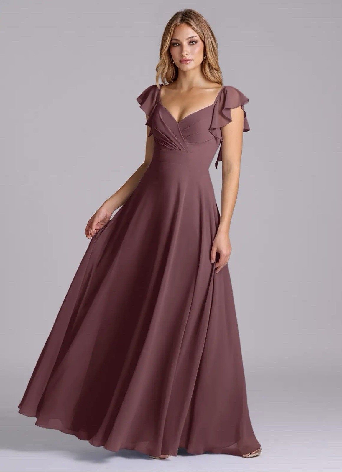 NWT Azazie Leilani in Sangria Chiffon 16/18