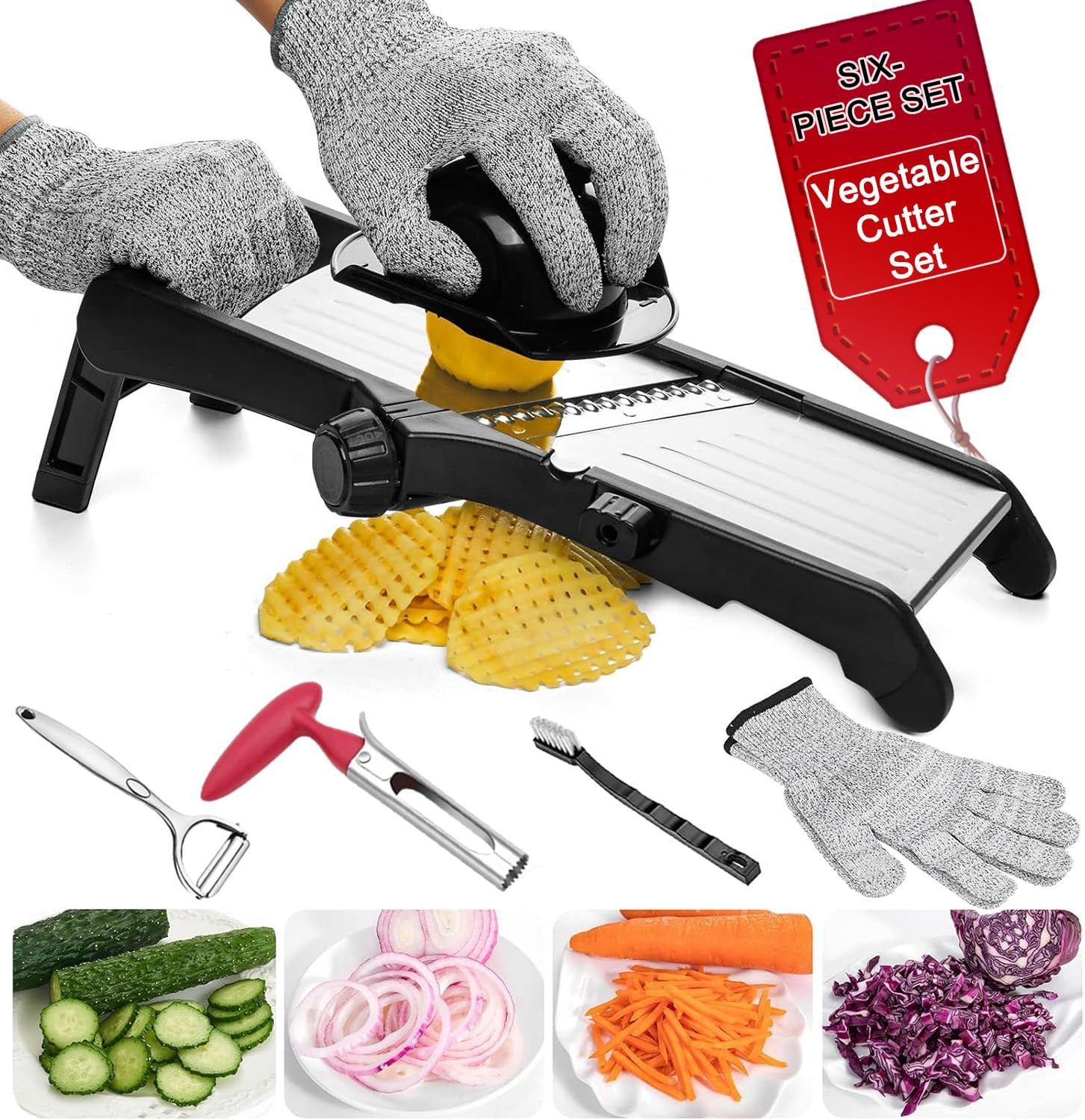 Mandoline Food Slicer for Kitchen, Adjustable Stainless Steel Mandoline