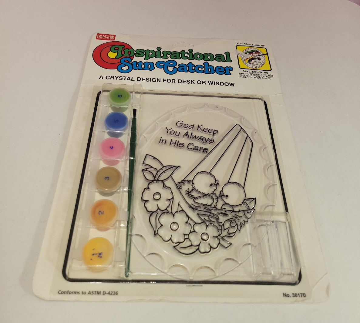 Vintage Inspirational Sun Catcher 38170 God Keep You Always in His Care NOS Vintage Inspirational Sun Catcher 38170 God Keep You Always in His Care NOS