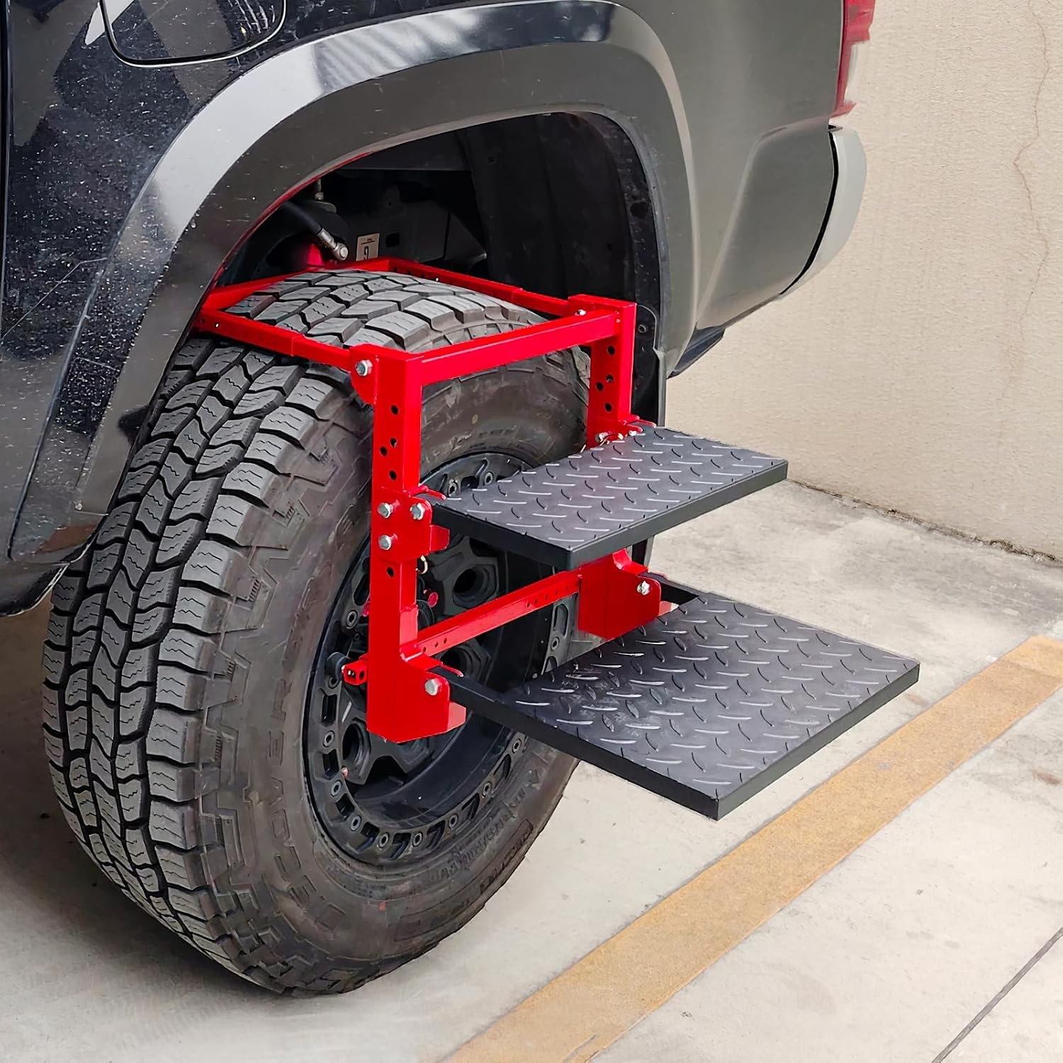 Folding Tire Step, Heavy Duty 2-Step Adjustable Wheel Mounted Ladder for Trucks, Folding Tire Step, Heavy Duty 2-Step Adjustable Wheel Mounted Ladder for Trucks,