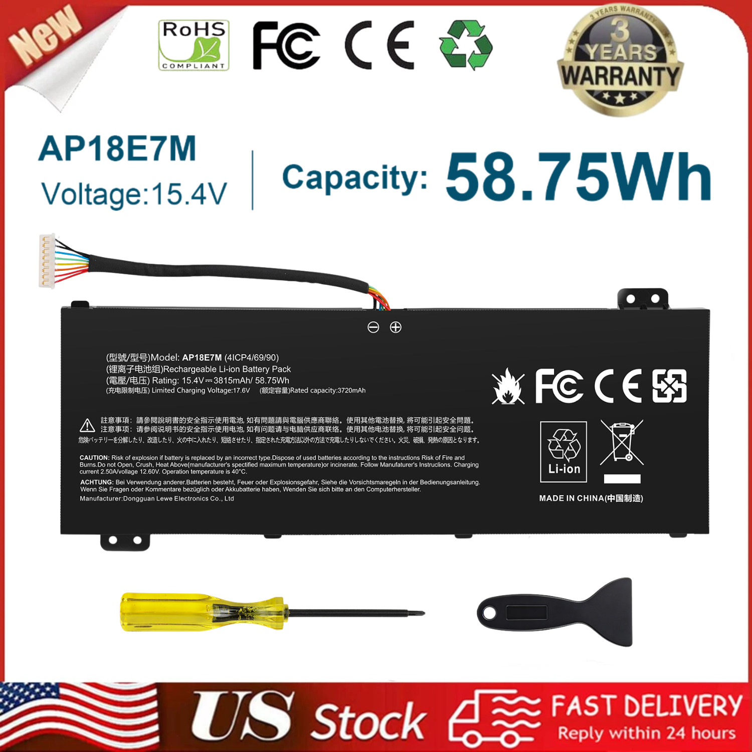 AP18E7M AP18E8M Battery for Acer Nitro 5 AN515-52 AN515-54 AN515-55 58.75Wh