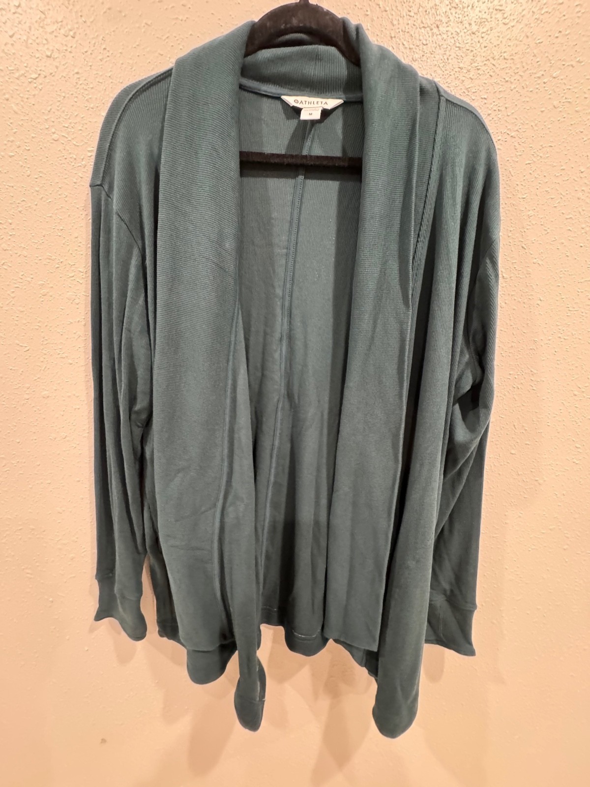 Athleta Pranayama Restore Rib Wrap Cardigan Dark Teal Green Medium Athleta Pranayama Restore Rib Wrap Cardigan Dark Teal Green Medium