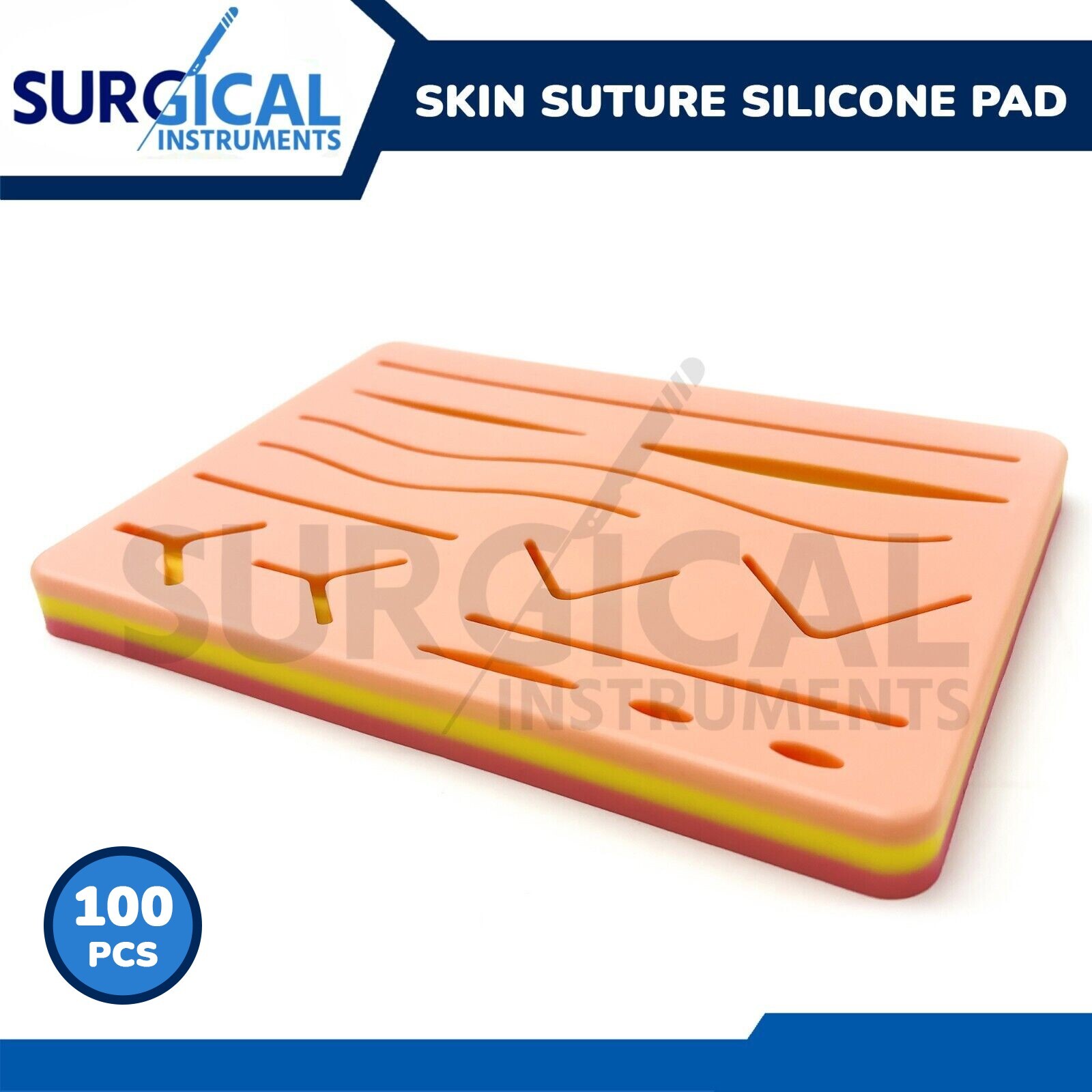 100 Pcs Skin Suture Practice Silicone Pad Wound Simulated Surgical Training Kit