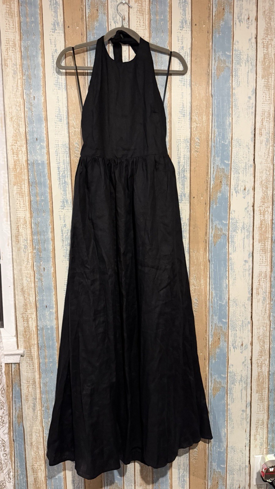 Dissh Vera Linen Halter Dress Black Size AU 10/US 6