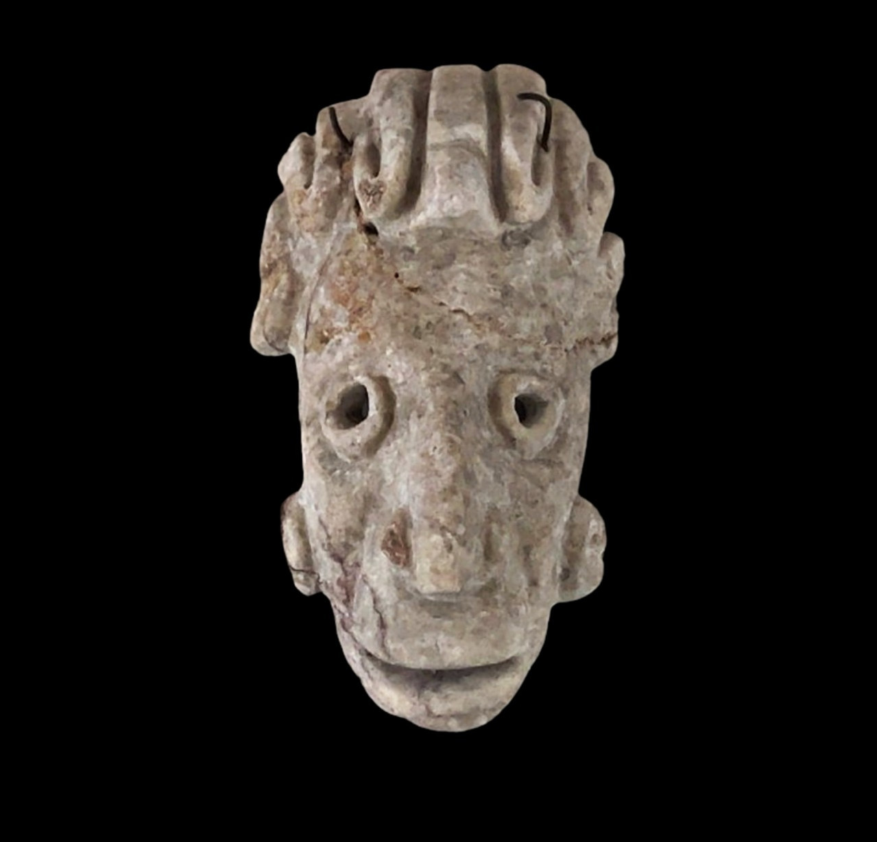 Rare Pre Columbian Mayan Mask Volcanic stone 10.5 x 5.5 in