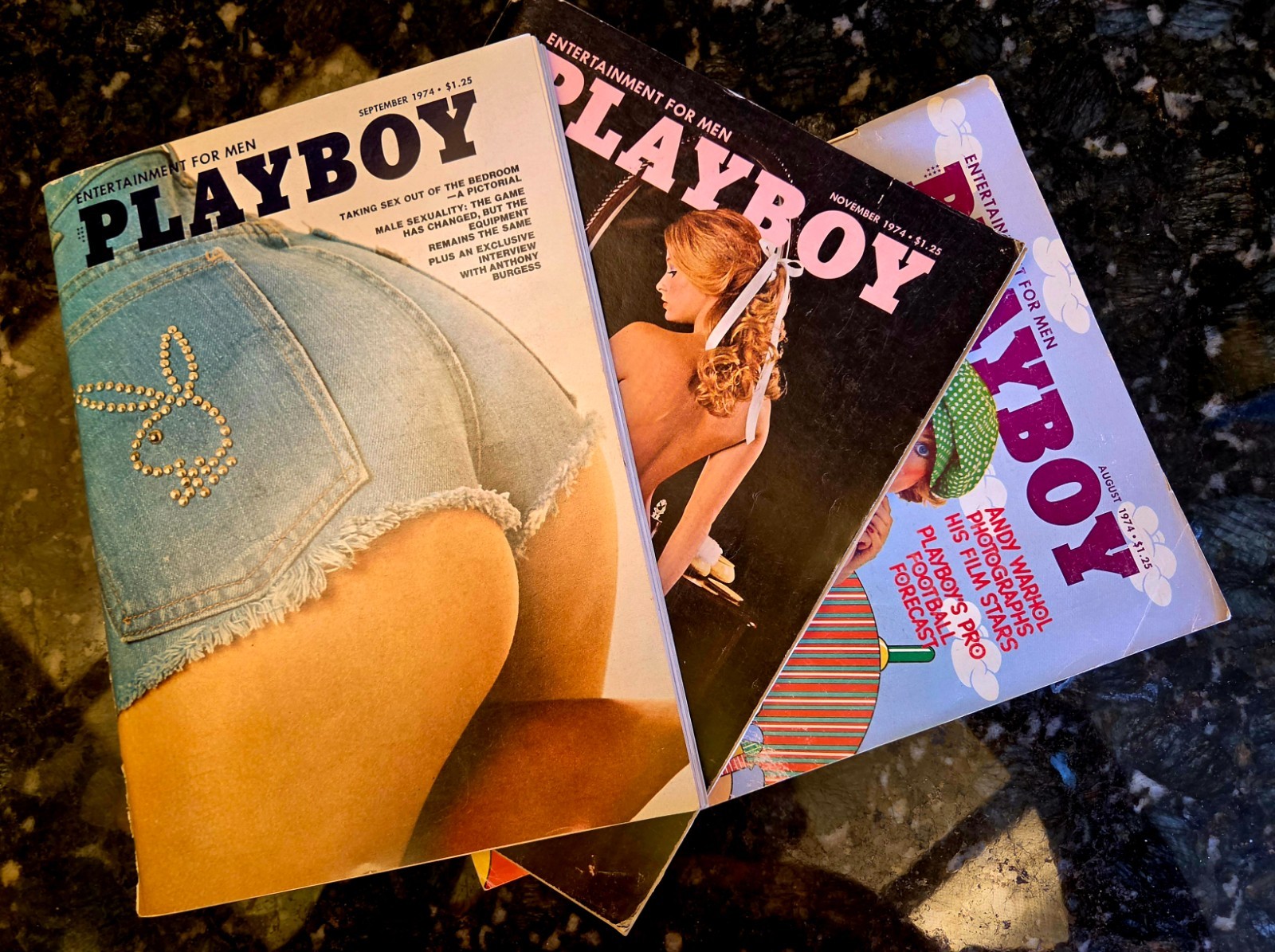 Vintage 1974 Playboy Magazine Lot of 3 - August September November very good