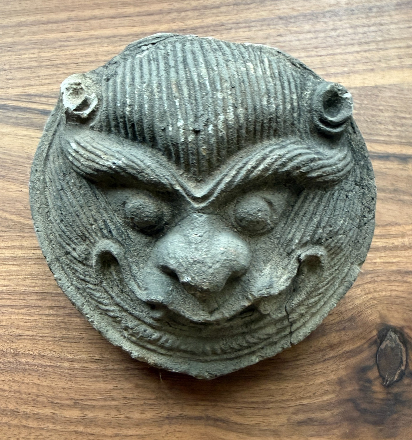 1800s Chinese Roof Tile Terra Cotta Architectural Face, Decoction 1800s Chinese Roof Tile Terra Cotta Architectural Face, Decoction