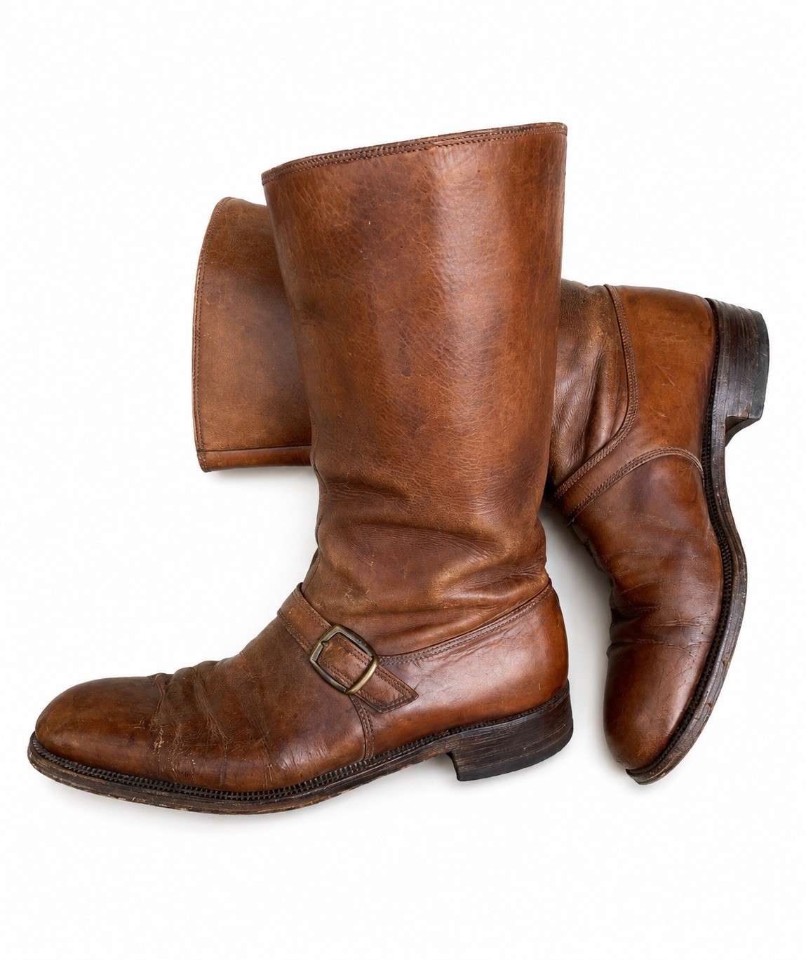 Vintage Brooks Brothers England Tall Monk Strap Western Biker Boots 8.5 C