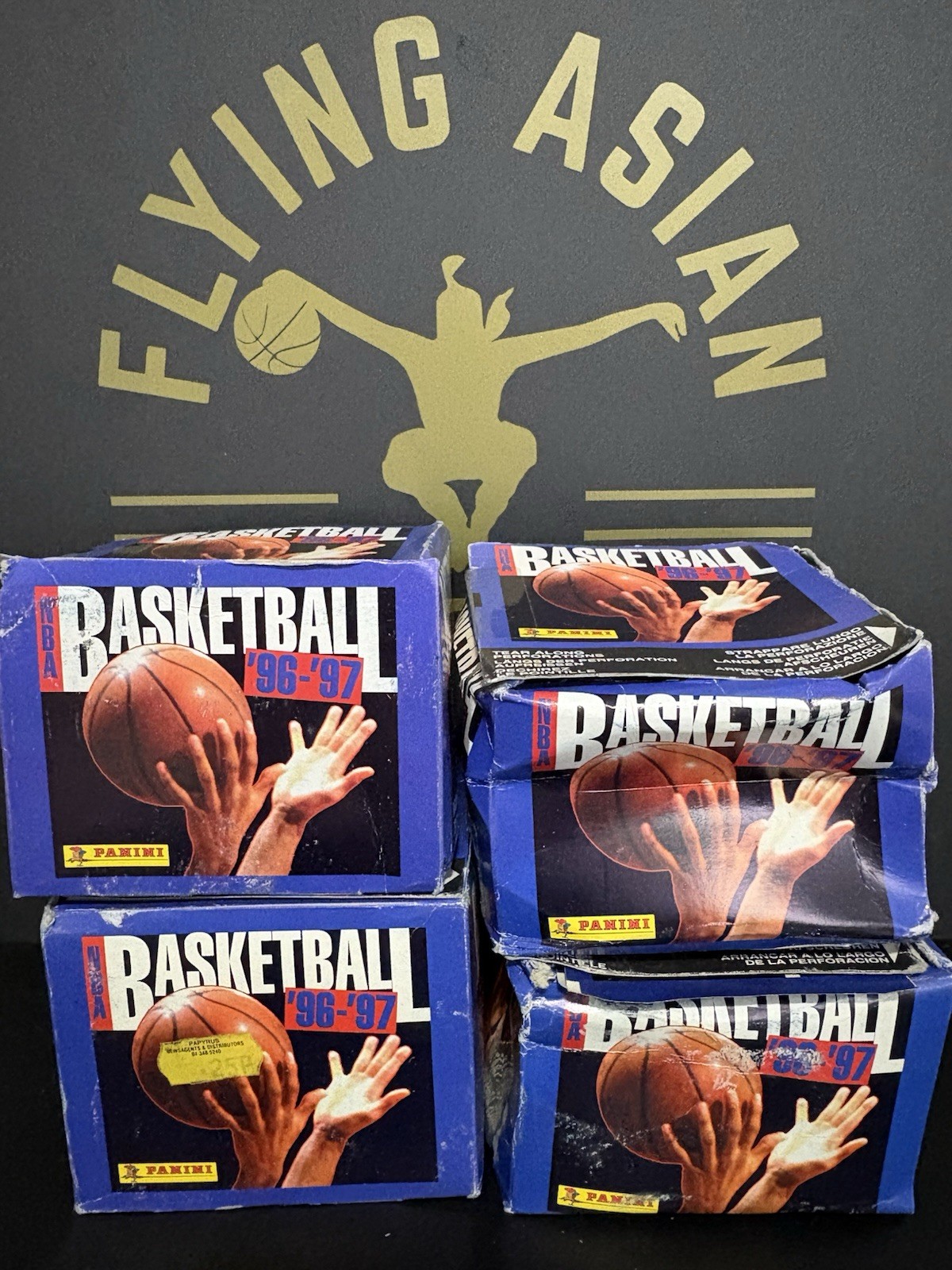 1996 1997 PANINI NBA BASKETBALL STICKER 50 PACK LOT WITH SEALED BOX (1).  QTY