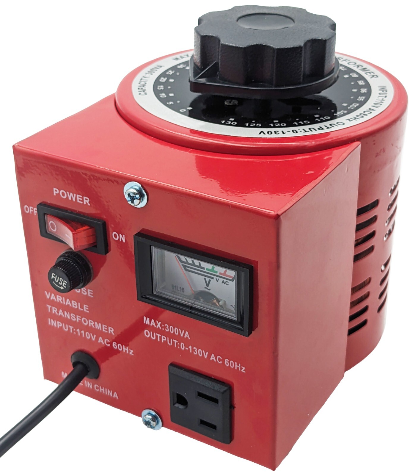 3 Amp Variable Transformer, 300 VAC Max, 0~130V Output 3 Amp Variable Transformer, 300 VAC Max, 0~130V Output