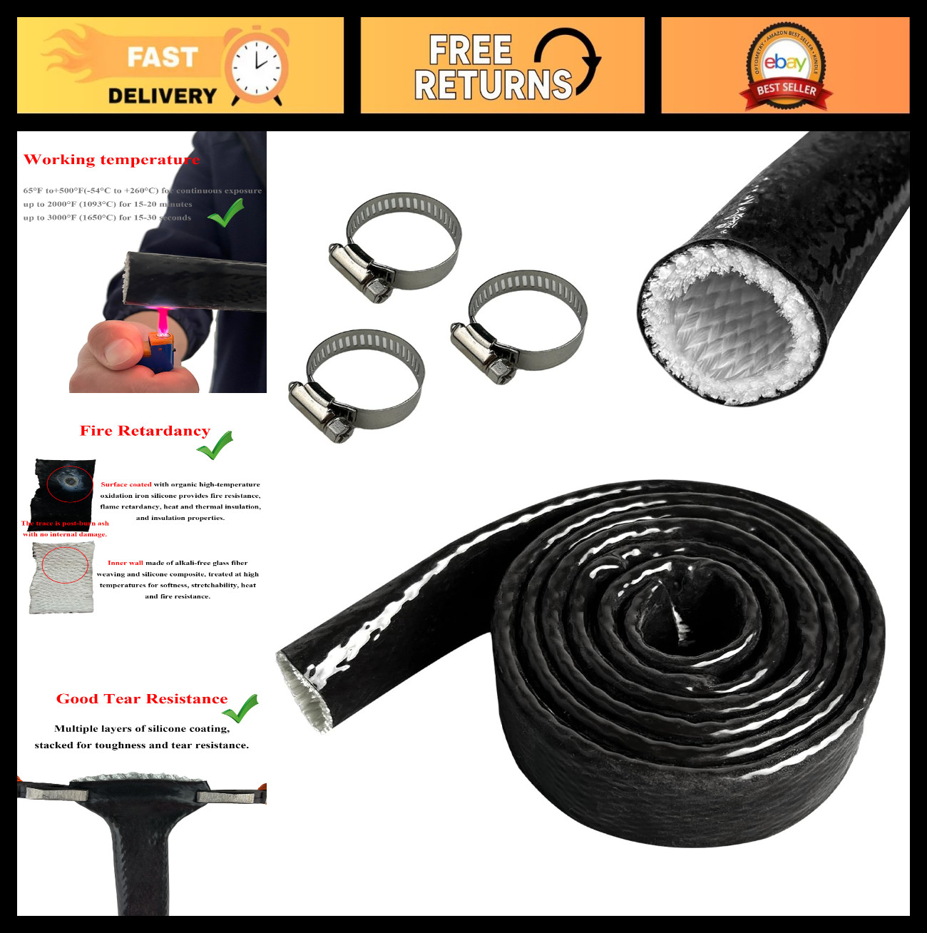 Heat Shielded Fire Sleeve 1/2