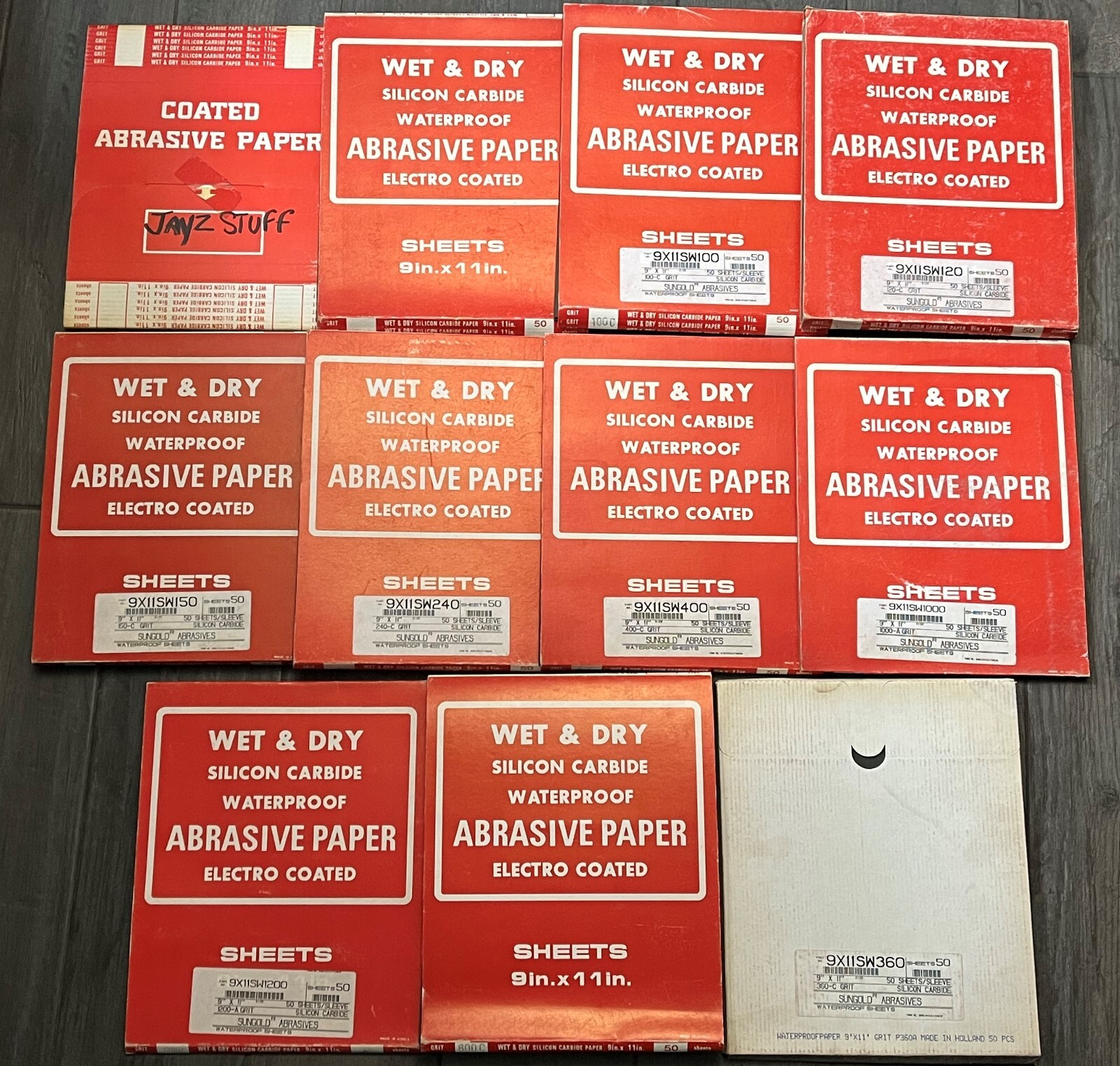 Sungold Abrasives 11 Abrasive Paper Packages - Wet & Dry Silicon Carbide Coated