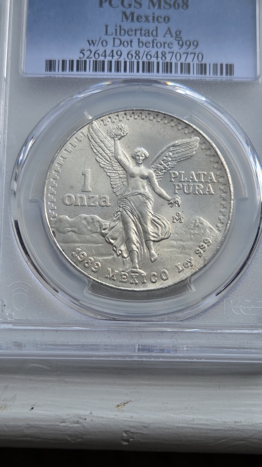 1989 Mexico Libertad Silver 1 Oz PCGS MS68 only 14 graded higher