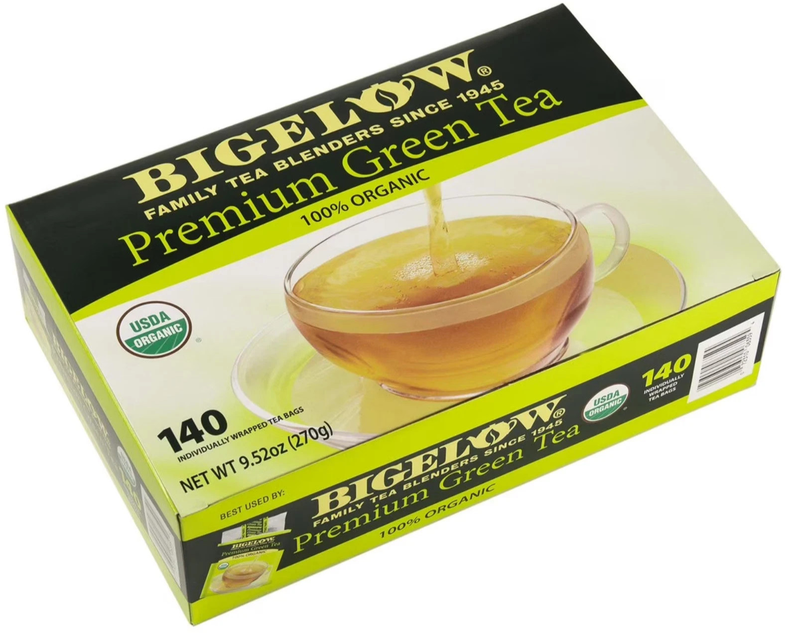 Bigelow Premium 100% Organic Green Tea Bags, 140 Count