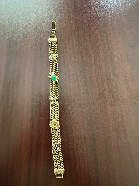 Vintage Goldette NY Signed 1960s 3-Strand Chain Charm Gold Tone 7\ Vintage Goldette NY Signed 1960s 3-Strand Chain Charm Gold Tone 7\