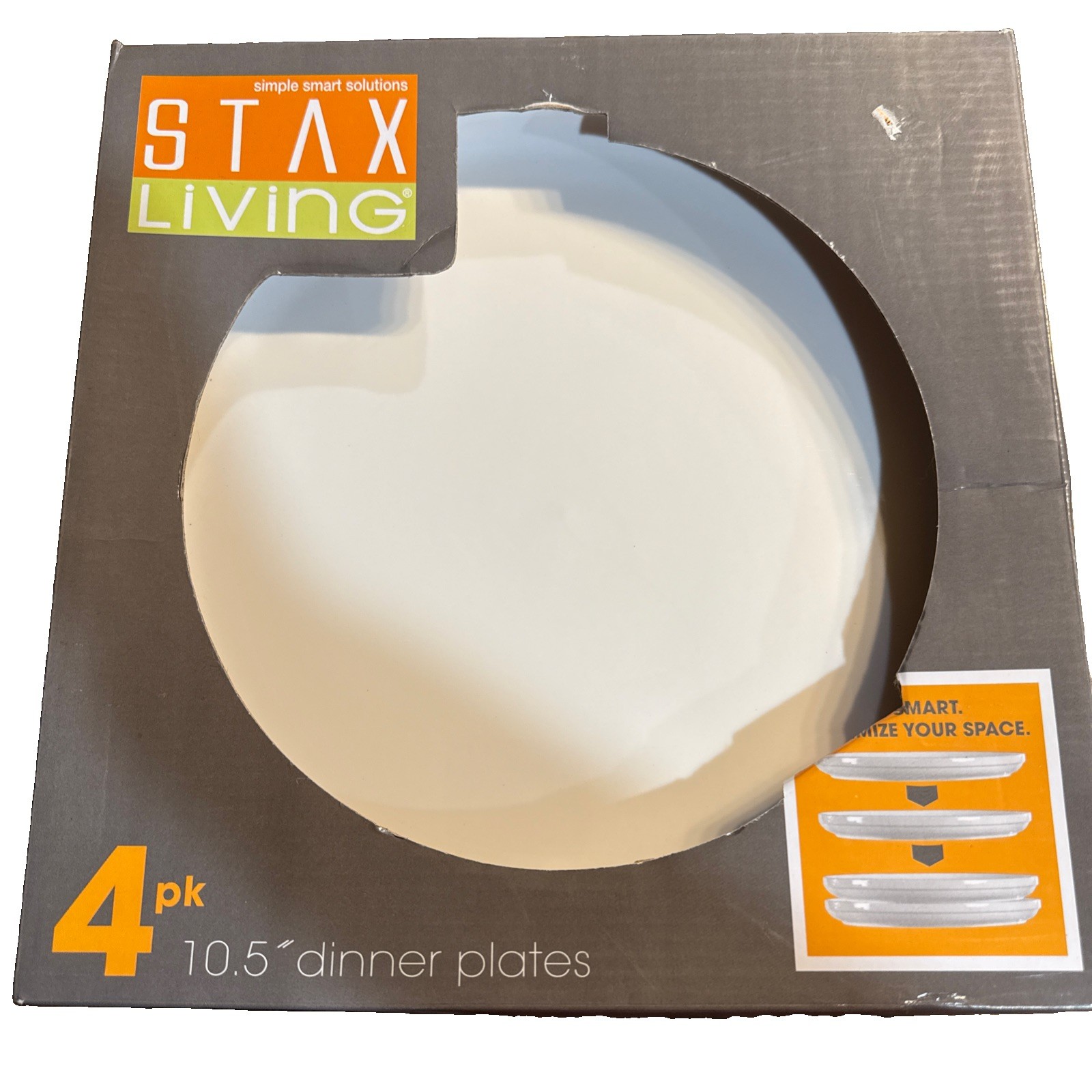 4 NEW Tabletops STAX Porcelain Dinner Plate Set 2012 Old Stock 10.5” White