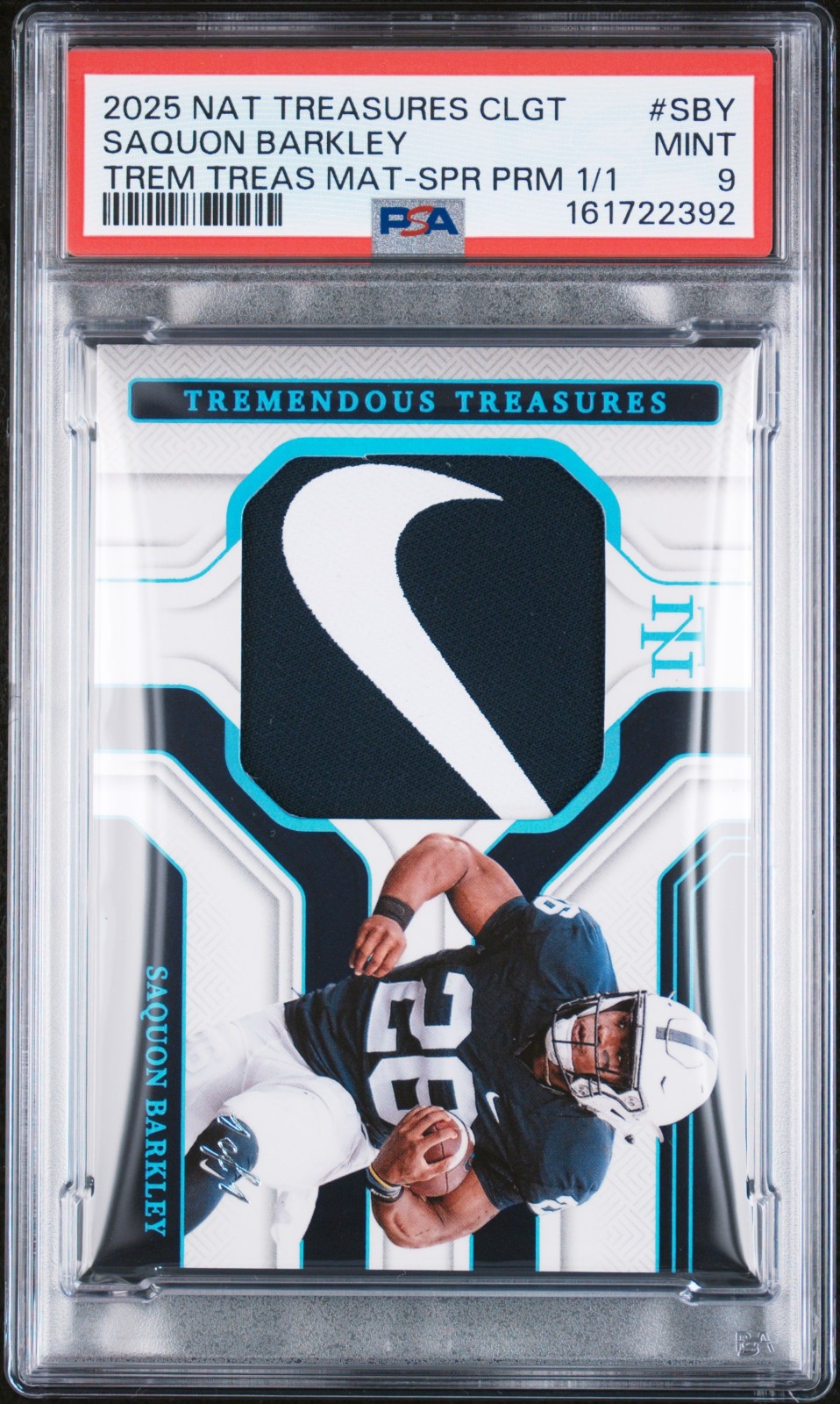 Saquon Barkley ** 1/1 ** Panini National Treasures PSA 9 NIKE Patch 1 of 1