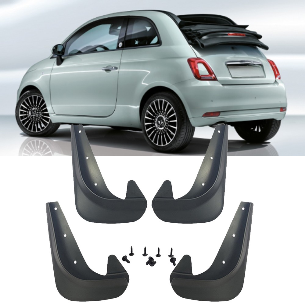 Black Mud Flaps Splash Guards Fender Mudguards Front Rear For Fiat 500 Hatchback