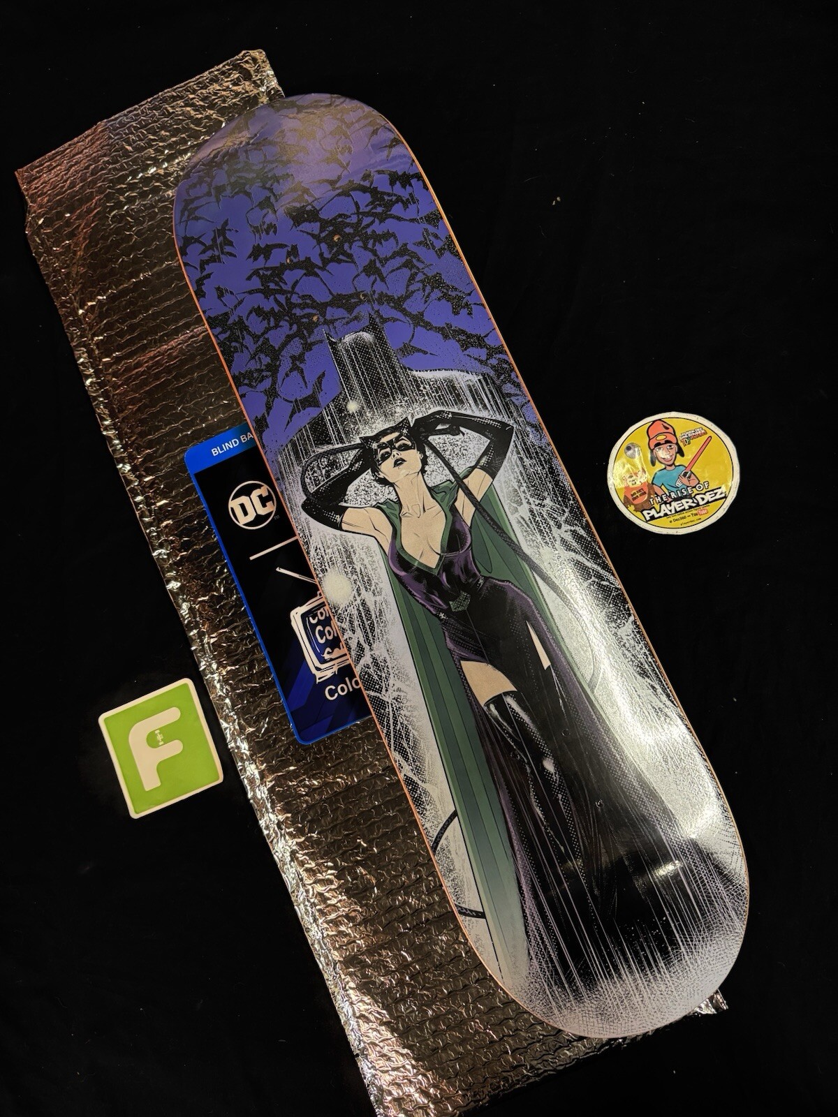 RARE DC Justice League Catwoman Holo Color Bars Blind Bag Skateboard Deck