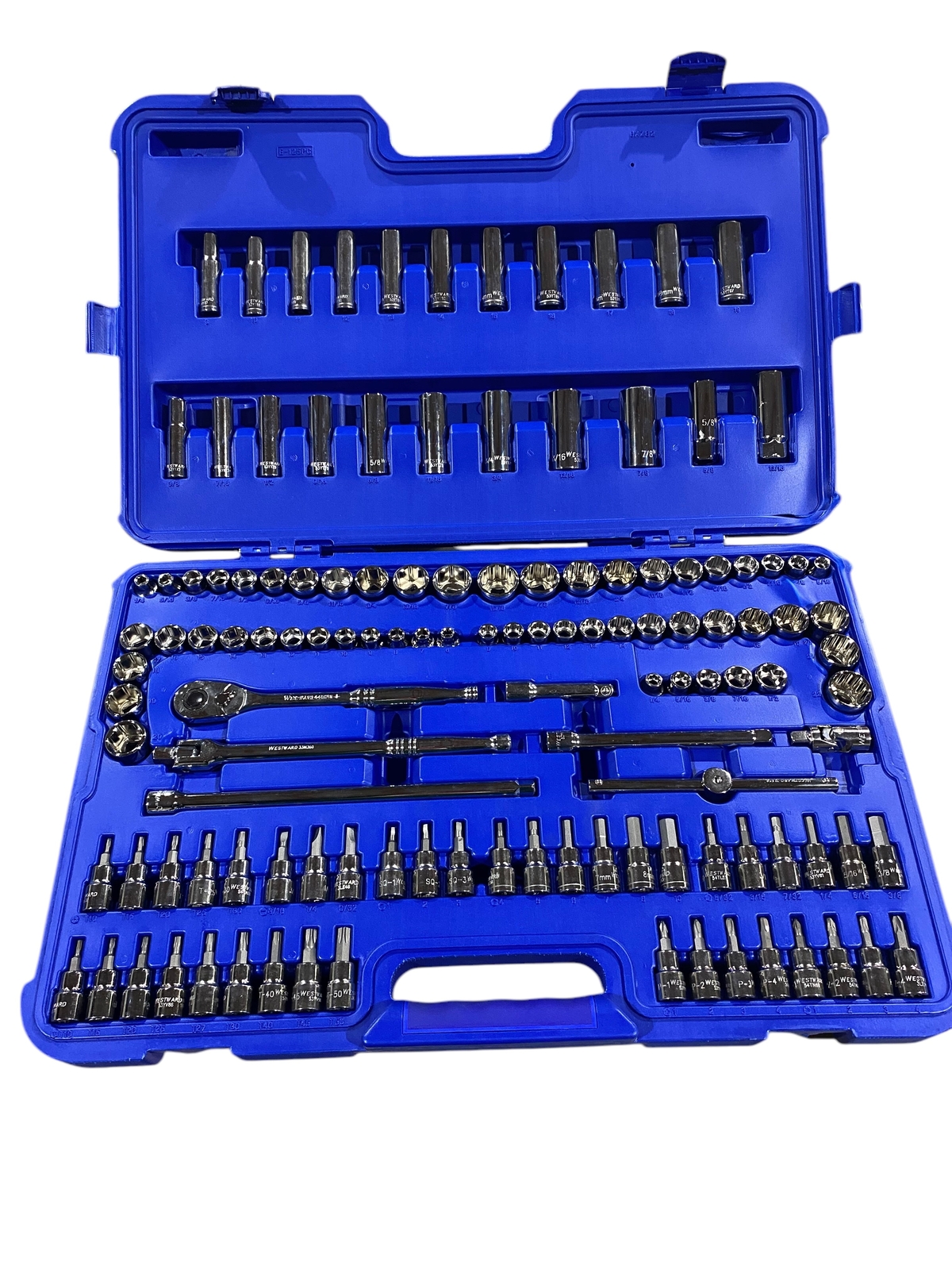 Westward, Socket, Wrench, Set, 6XZ82, 125-pc, 3/8 in Drive Size, (25) 12-Point
