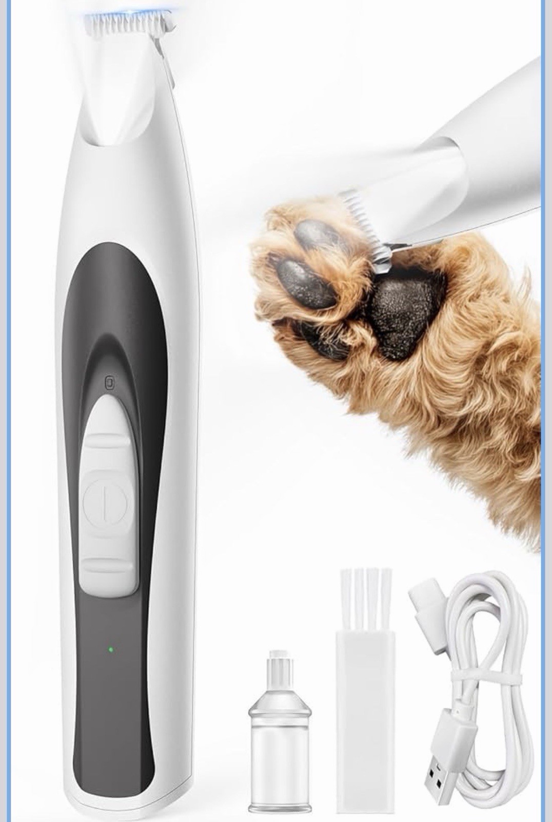 Oneisall Low-Noise Dog Paw Trimmer with LED Light, Paw Trimmer for Dogs &Cats