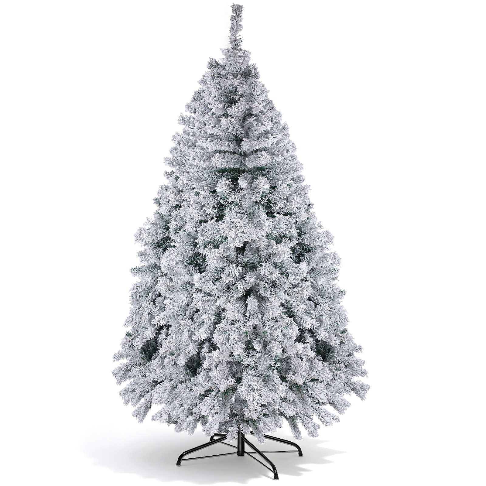 7FT Snow Flocked Artificial Christmas Tree w/1000 Tips Metal Stand Xmas Holiday