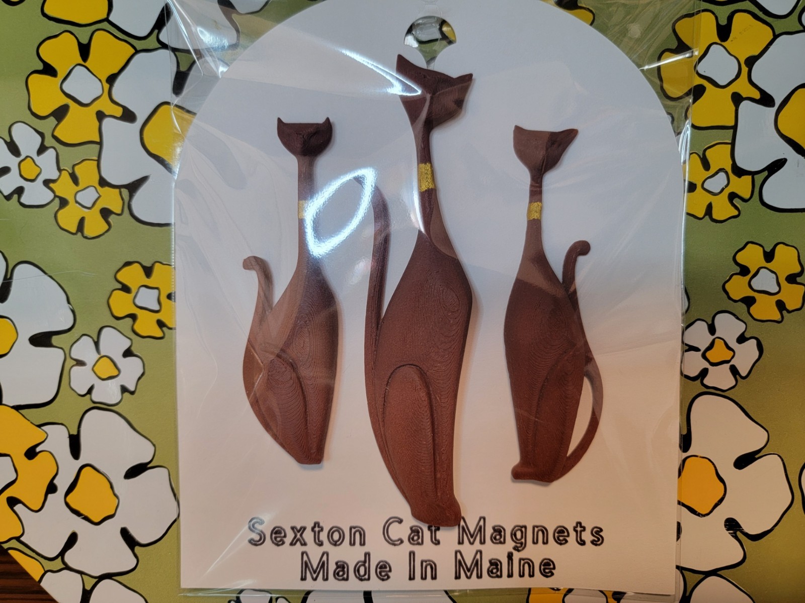 Sexton Cats Magnets - Teak Wood - Mid-Century Modern MCM Atomic Retro