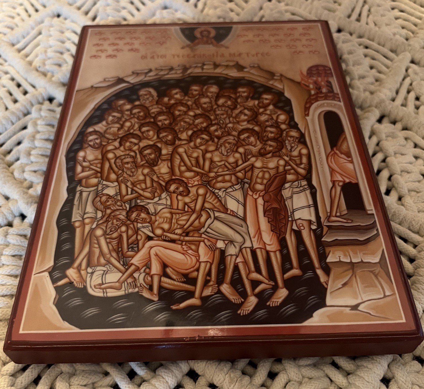 Vintage Forty Martyrs of Sebaste Greek Orthodox Wood Mounted Icon Plaque