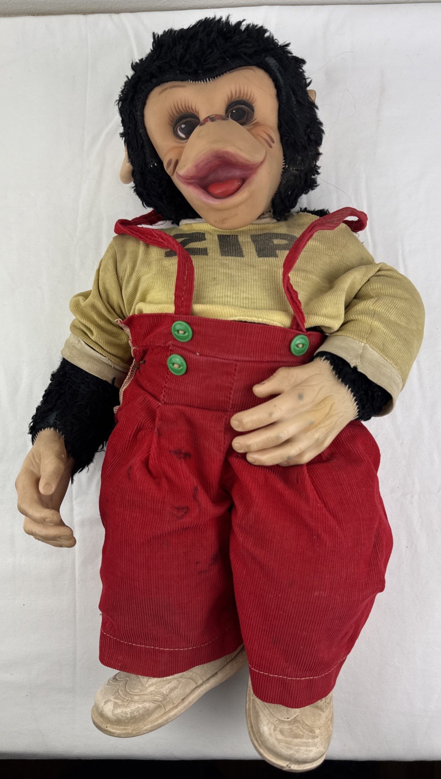 Vintage Rushton Company Zip The Monkey Rubber Face Plush Doll 20” Howdy Doody