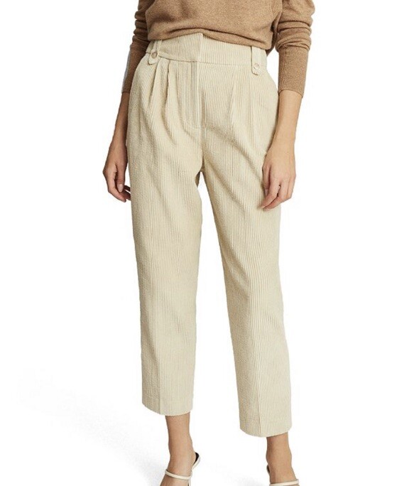 Nwt Reiss Thick Cord Aster Pants Women Size 8 Crram High Rise Tailored Cropped 