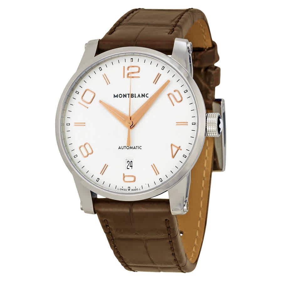 Montblanc Timewalker Automatic White Dial Brown Leather Men\'s Watch 110340
