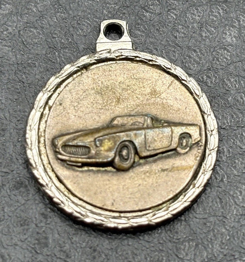 Vintage Italian Sports Car Convertible Charm Pendant Rope Border Fob